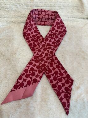 Coach Pink & Burgundy Signature Twilly Scarf